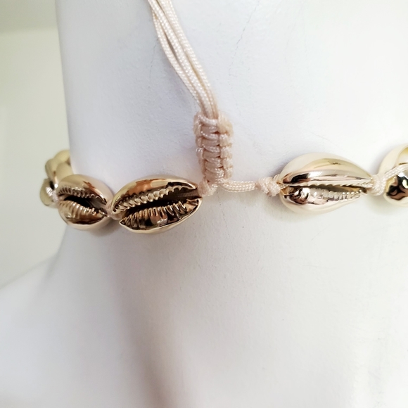 Boho Cowrie Shell Choker Strand Necklace Gold - Picture 7 of 11